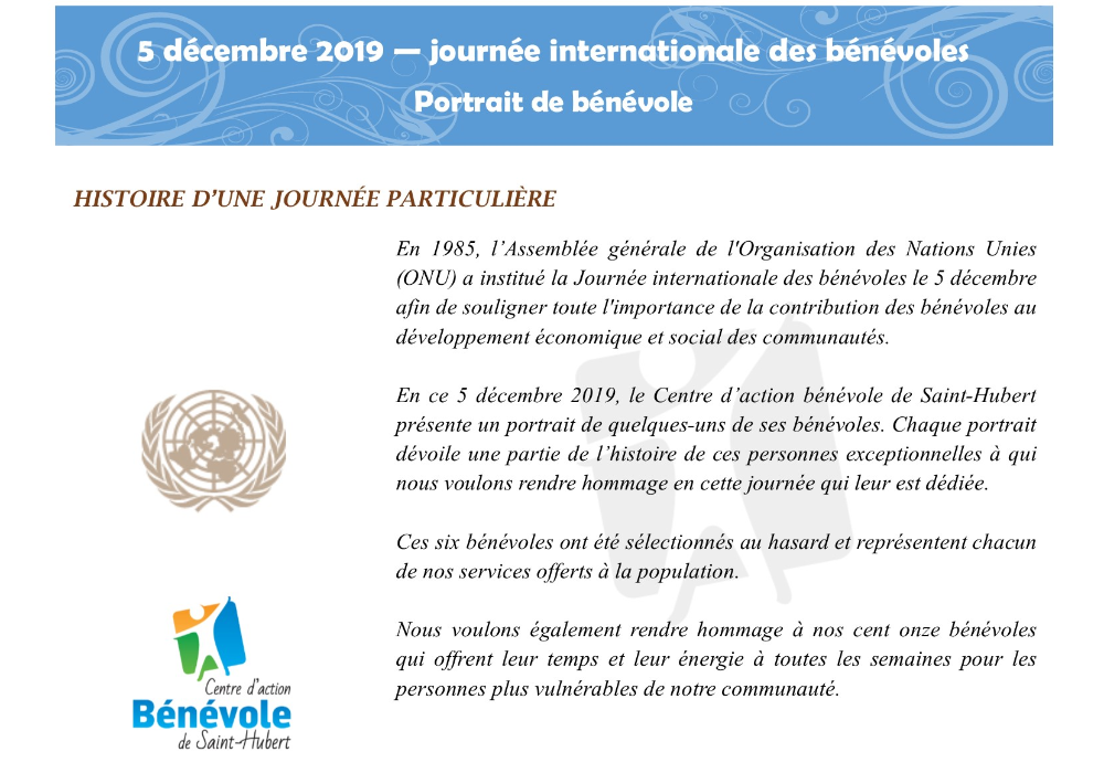 5 d&eacute;cembre, journ&eacute;e internationale des b&eacute;n&eacute;voles